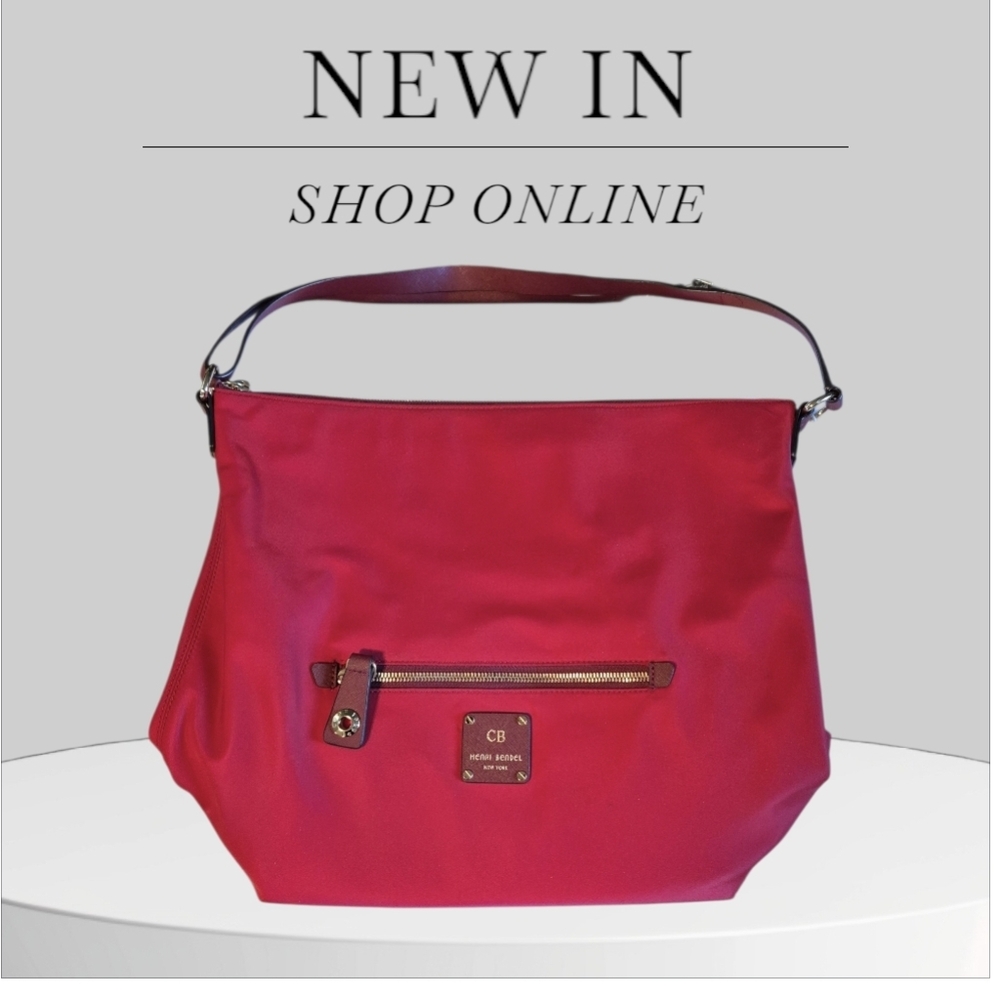 Henri Bendel New York Red Nylon Convertible Large Shoulder Bag RARE EUC